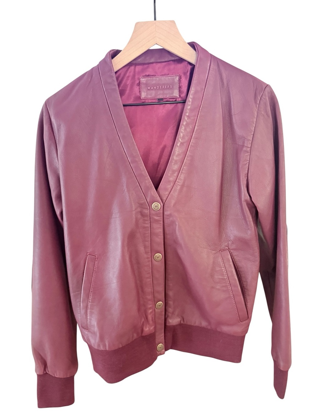 Wanderers Londoner Cardi Burgundy Maroon Lamb Leather Jacket Size 10